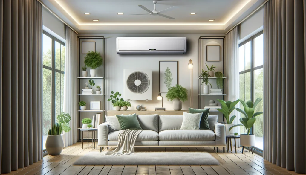 airconditioning unit integrated into a stylish living room